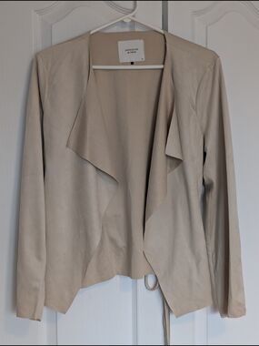 Women's Open Front Draped Jacket - Beige